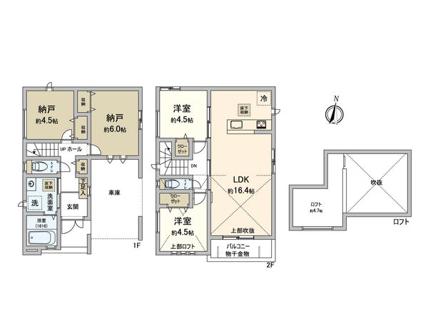 大田区池上8丁目(新築戸建) 間取図(平面図) 大田区池上8丁目(新築戸建) 間取図(平面図)