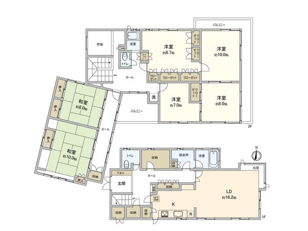 中区仲尾台(戸建) 間取図(平面図) 中区仲尾台(戸建) 間取図(平面図)
