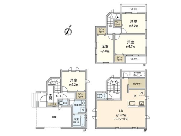 南区西中町3丁目(新築戸建) 間取図(平面図) 間取図(平面図)