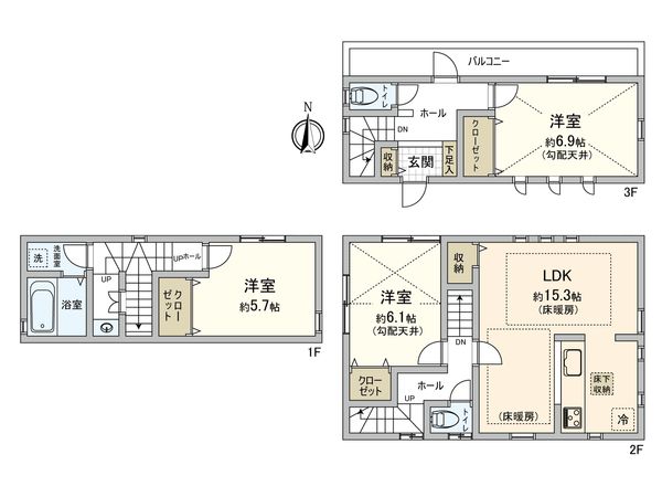 神奈川区高島台(戸建) 間取図(平面図) 神奈川区高島台(戸建) 間取図(平面図)
