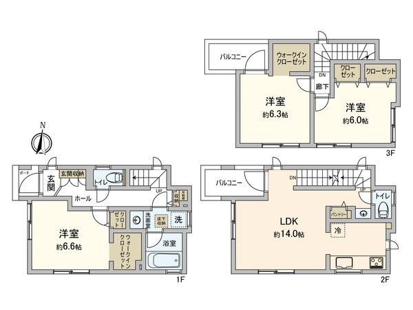 磯子区滝頭3丁目(新築戸建)2号棟 間取図