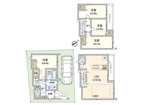 磯子区中浜町(戸建) 間取図(平面図) 磯子区中浜町(戸建) 間取図(平面図)