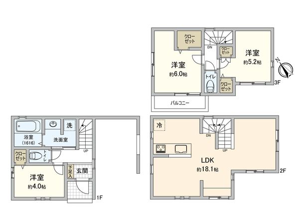 神奈川区栗田谷(新築戸建)4号棟 間取図(平面図) 神奈川区栗田谷(新築戸建)4号棟 間取図(平面図)