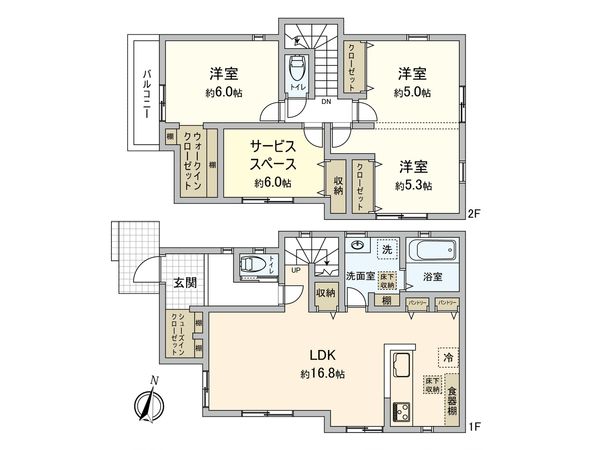 神奈川区三ツ沢上町(新築戸建)2号棟 間取図(平面図) 神奈川区三ツ沢上町(新築戸建)2号棟 間取図(平面図)