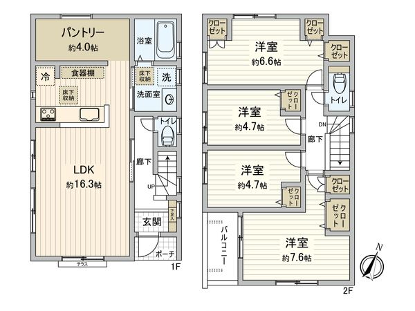 保土ケ谷区鎌谷町(新築)【1号棟】 間取図(平面図) 保土ケ谷区鎌谷町(新築)【1号棟】 間取図(平面図)