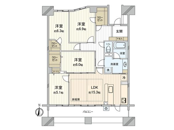 パークスクエア三ツ沢公園エアリーテラス 間取図(平面図) 間取図(平面図)