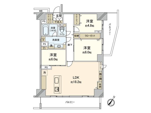 公園通り 壱番館 間取図(平面図) 間取図(平面図)