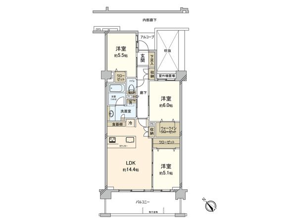 ヴェレーナ横浜三ツ沢 間取図(平面図)