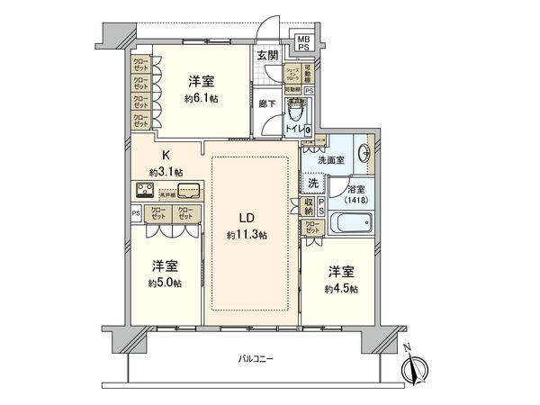 クリオ横濱三ツ沢 間取図(平面図) クリオ横濱三ツ沢 間取図(平面図)