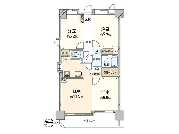 ライオンズマンション横浜白楽 間取図(平面図) ライオンズマンション横浜白楽 間取図(平面図)