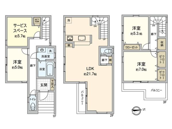 岡津町 新築戸建1号棟 間取図(平面図) 岡津町 新築戸建1号棟 間取図(平面図)