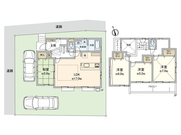 岡津町(新築戸建)1号棟 間取図(平面図)