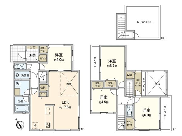 新橋町(新築戸建)5号棟 間取図(平面図) 新橋町(新築戸建)5号棟 間取図(平面図)
