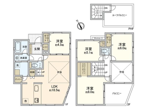 新橋町(新築戸建)8号棟 間取図(平面図) 新橋町(新築戸建)8号棟 間取図(平面図)