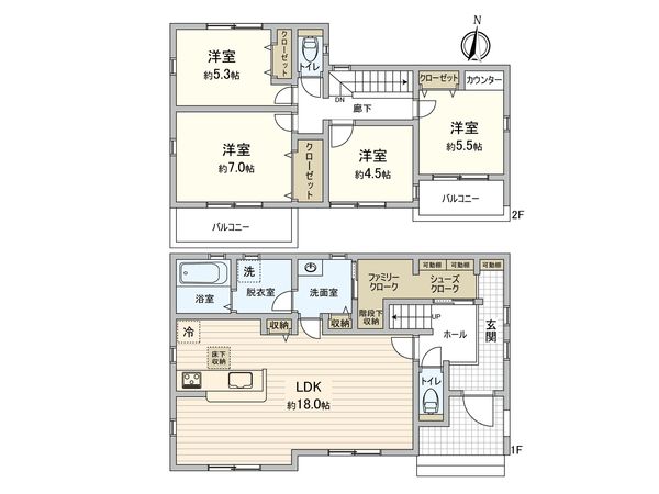 上飯田町(新築戸建)1号棟 間取図(平面図) 上飯田町(新築戸建)1号棟 間取図(平面図)
