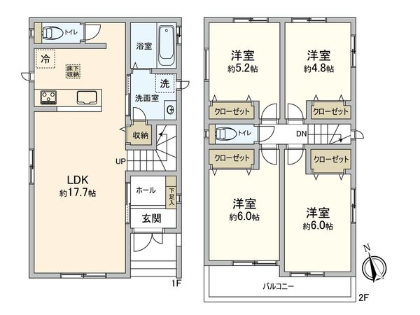 上飯田町(新築戸建)1号棟 間取図(平面図) 上飯田町(新築戸建)1号棟 間取図(平面図)