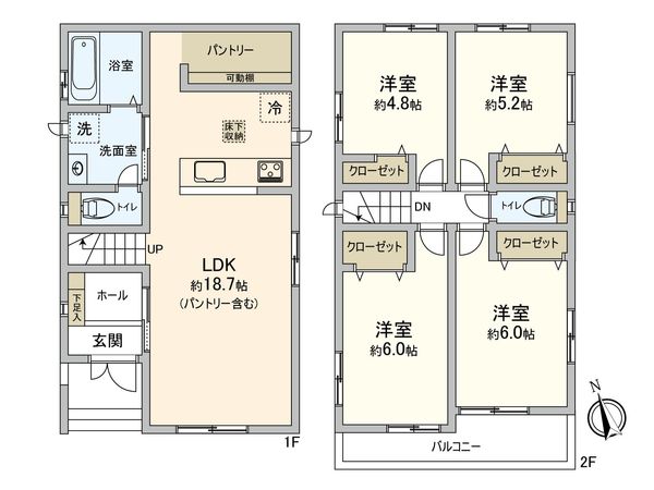 上飯田町(新築戸建)2号棟 間取図(平面図) 上飯田町(新築戸建)2号棟 間取図(平面図)