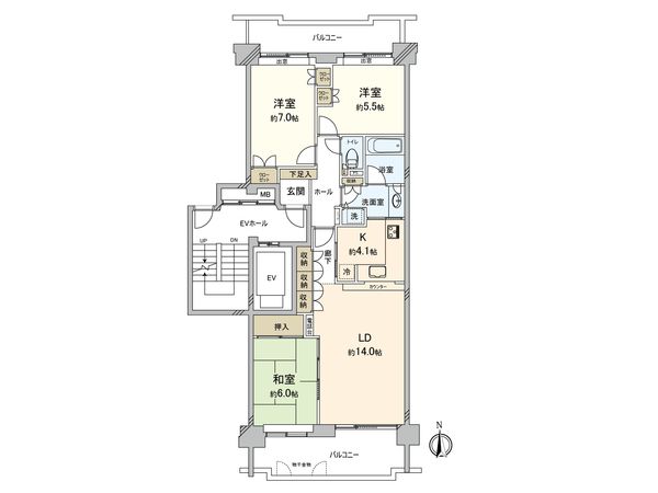 サン・ステージ緑園都市東の街5番館 間取図(平面図) サン・ステージ緑園都市東の街5番館 間取図(平面図)