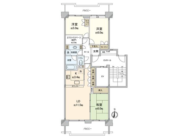 サン・ステージ緑園都市東の街 7番館 間取図(平面図) 間取図(平面図)