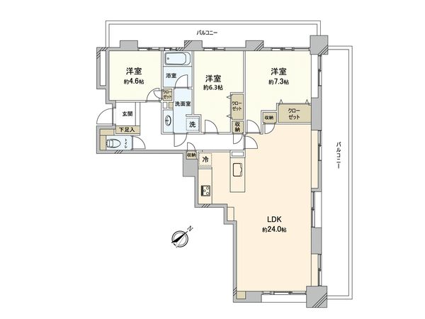 サン・ステージ緑園都市東の街1番館 間取図(平面図) サン・ステージ緑園都市東の街1番館 間取図(平面図)