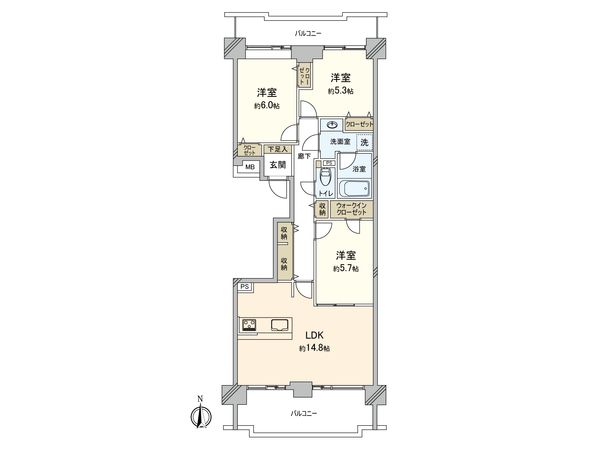 サン・ステージ緑園都市東の街 8番館 間取図(平面図)