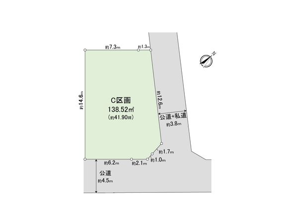 藤沢市鵠沼松が岡2丁目 建築条件付き土地 C区画 区画図 区画図