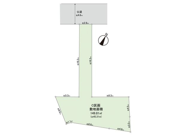 藤沢市鵠沼海岸3丁目 土地 C区画 区画図