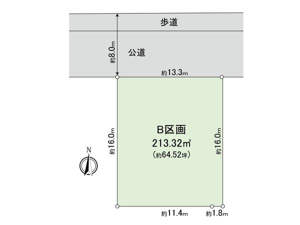 鎌倉市笛田5丁目 土地 B区画 区画図 鎌倉市笛田5丁目 土地 B区画 区画図