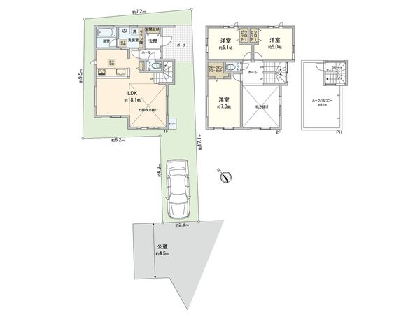 藤沢市本鵠沼5丁目 新築戸建 A号棟 間取図(平面図) 藤沢市本鵠沼5丁目 新築戸建 A号棟 間取図(平面図)