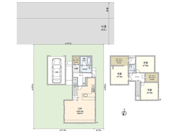 鎌倉市笛田5丁目 新築戸建 間取図(平面図) 鎌倉市笛田5丁目 新築戸建 間取図(平面図)
