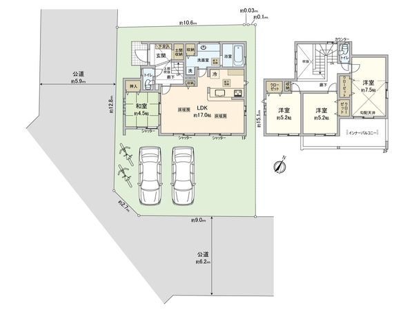 藤沢市本藤沢5丁目 新築戸建 1号棟 間取図(平面図) 藤沢市本藤沢5丁目 新築戸建 1号棟 間取図(平面図)