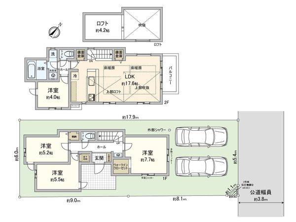 藤沢市片瀬海岸3丁目 新築戸建 3号棟 間取図(平面図) 藤沢市片瀬海岸3丁目 新築戸建 3号棟 間取図(平面図)