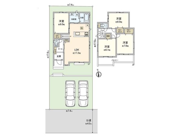 藤沢市鵠沼海岸6丁目 新築戸建 A号棟 間取図(平面図) 間取図(平面図)