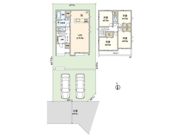 藤沢市鵠沼海岸6丁目 新築戸建 B号棟 間取図(平面図) 間取図(平面図)