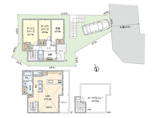 藤沢市片瀬4丁目 新築戸建 2号棟 間取図(平面図) 間取図(平面図)