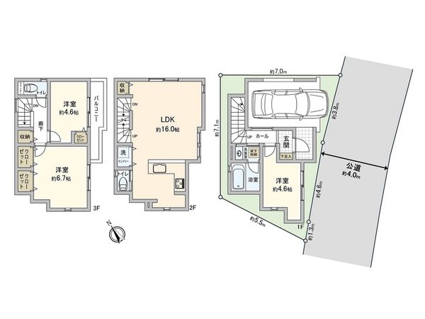 藤沢市片瀬3丁目 新築戸建 1号棟 間取図(平面図)