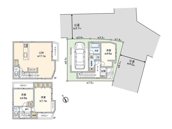 藤沢市片瀬3丁目 新築戸建 2号棟 間取図(平面図)