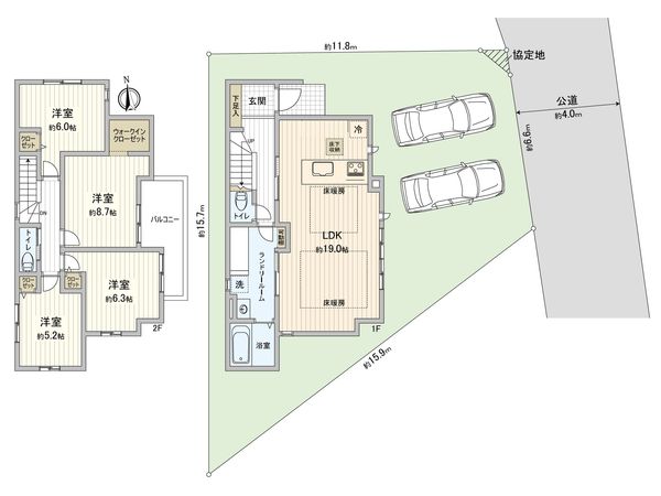 藤沢市片瀬4丁目 新築戸建 2号棟 間取図(平面図) 間取図(平面図)