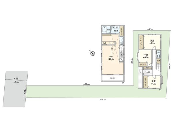 藤沢市鵠沼松が岡1丁目 戸建 間取図(平面図) 間取図(平面図)