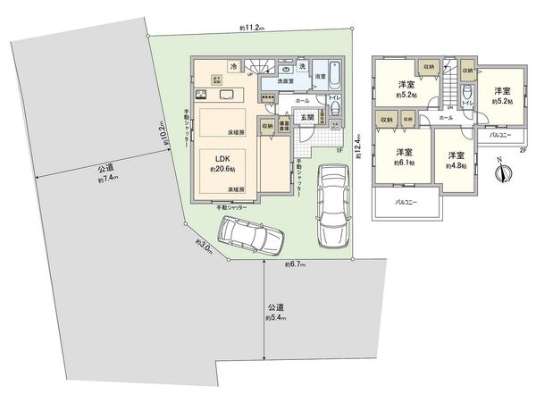 藤沢市片瀬5丁目 新築戸建 1号棟 間取図(平面図) 間取図(平面図)