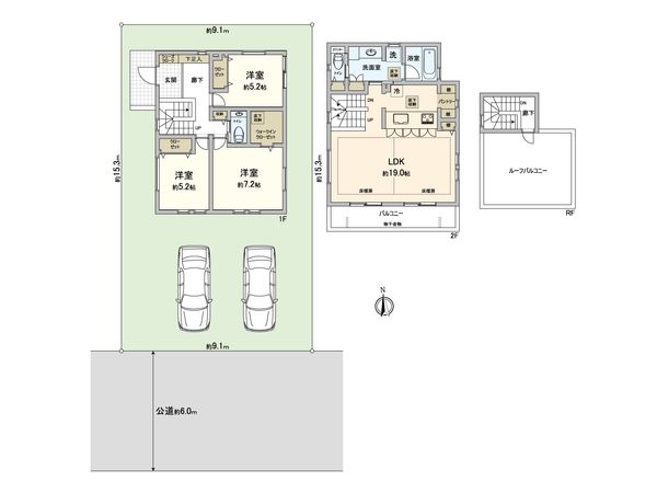 藤沢市片瀬山1丁目 新築戸建 1号棟 間取図(平面図) 間取図(平面図)