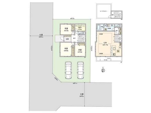 藤沢市片瀬山1丁目 新築戸建 2号棟 間取図(平面図) 間取図(平面図)