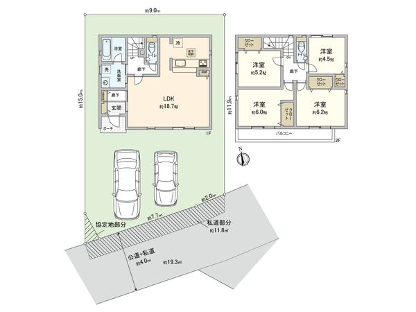 藤沢市大鋸 新築戸建 2号棟 間取図(平面図) 藤沢市大鋸 新築戸建 2号棟 間取図(平面図)