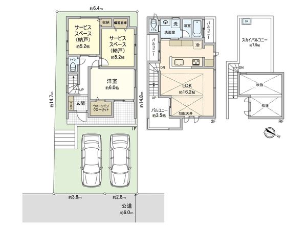 藤沢市弥勒寺4丁目 新築戸建 B号棟 間取図(平面図) 間取図(平面図)