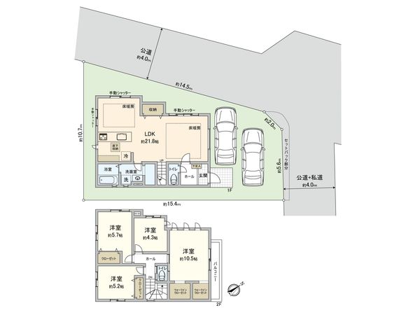 藤沢市鵠沼藤が谷3丁目 新築戸建 間取図(平面図) 間取図(平面図)