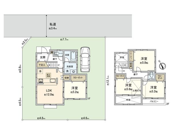 藤沢市鵠沼海岸5丁目 戸建 間取図(平面図) 間取図(平面図)
