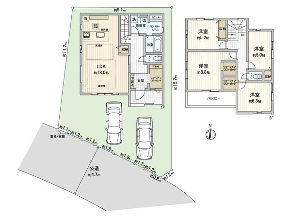 藤沢市片瀬4丁目 新築戸建 1号棟(8期) 間取図(平面図)