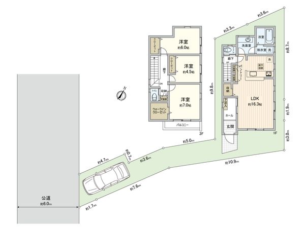 藤沢市善行6丁目 新築戸建 2号棟 間取図(平面図)