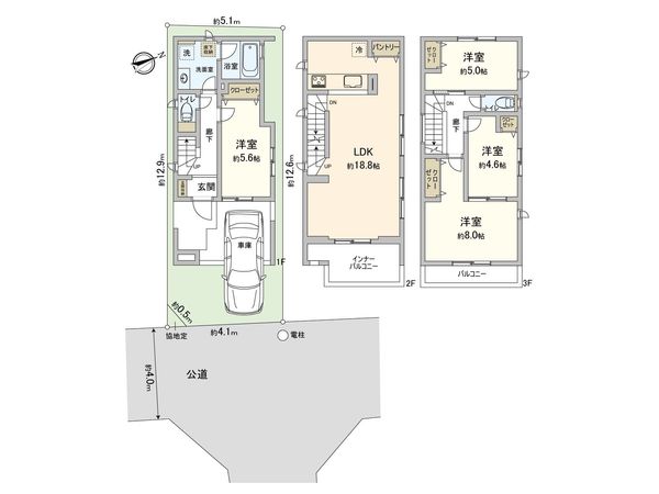 藤沢市大鋸 新築戸建 2号棟 間取図(平面図) 藤沢市大鋸 新築戸建 2号棟 間取図(平面図)