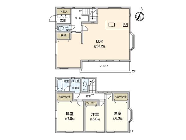 横浜市神奈川区沢渡 戸建 間取図(平面図)